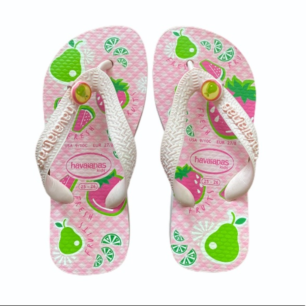 Havaianas Kids Flip Flop Sandal Pink Fruits Charm